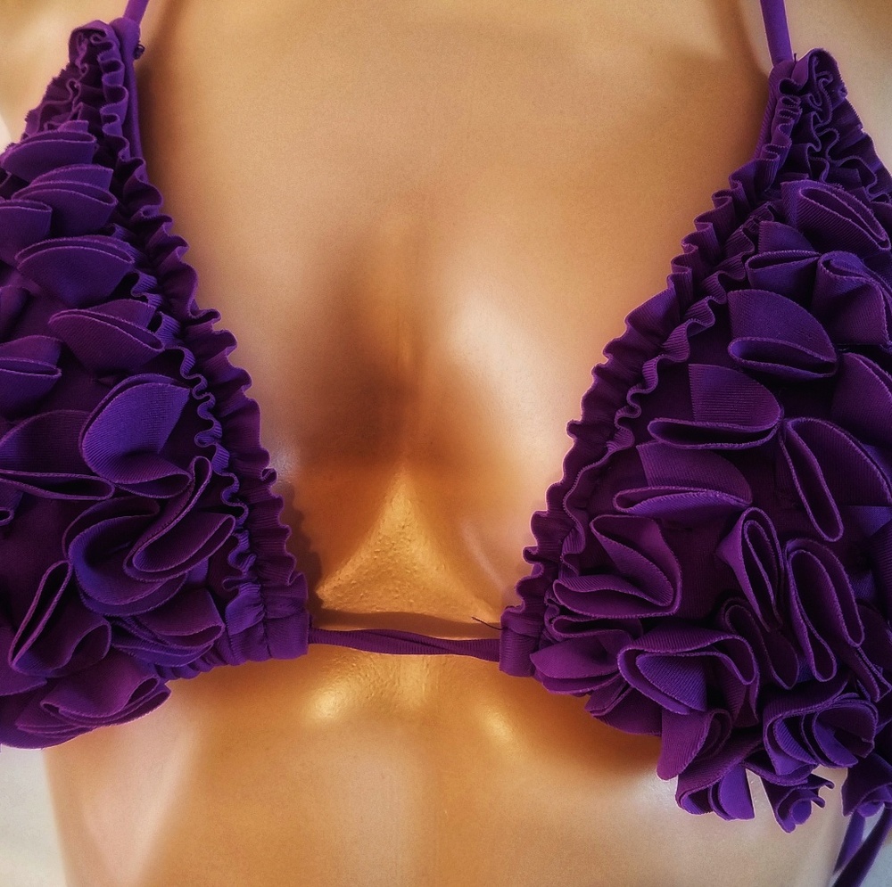 Purple Ruffle String Bikini top - Picture 4 of 4
